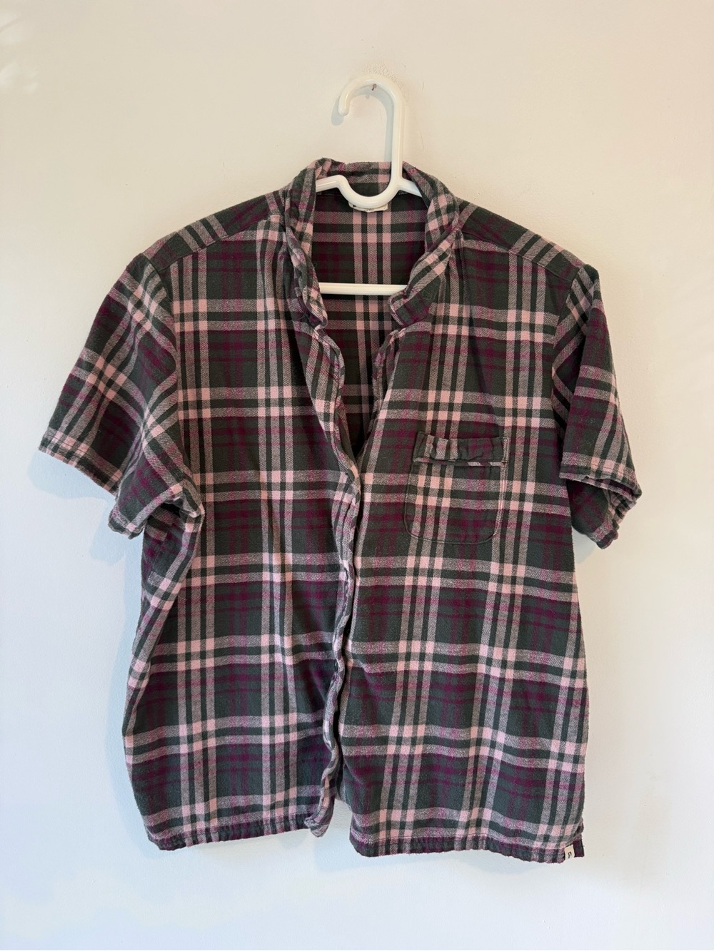 Pact Organic Cotton Plaid Flannel Shirt Women’s L Pink Green Burgundy Button Up - Picture 1 of 7